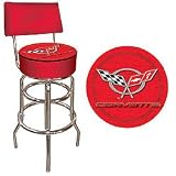 Corvette C5 Padded Bar Stool with Back - Red - Game Room Products > Pub Stools > Automotive