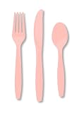 Pink Plastic Cutlery Set Fork Spoon Knives - 48pc Set