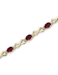 14K Yellow Gold Oval Garnet and Diamond Bracelet