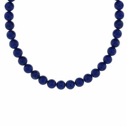 Sterling Silver 6mm Genuine Lapis Stone Bead Beaded Chain 15-19 Necklace