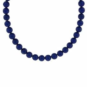 Sterling Silver 6mm Genuine Lapis Stone Bead Beaded Chain 15-19"" Necklace by 
