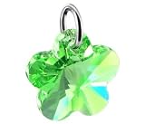 Green Swarovski Crystal Flower Pendant Charm with Sterling Silver Bail