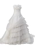 Artwedding Strapless Tiered Organza Overlay Ball Gown Wedding Dress