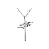 3 Diamond Cross Pendant 0.01 ct. in 14K White Gold with Chain -16''