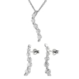 Sterling Silver Journey CZ Earring & Necklace Set