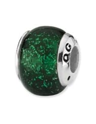 Sterling Silver Green Dichroic Glass Charm for 3mm Charm Bracelets