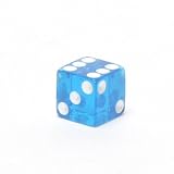 12mm 6-sided Translucent Square Edge Dice, Blue with White