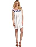 Maison Scotch Womens Dress With Contrast Embroidery Details, Off White/Blue Design, 1/2