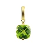 14 KT Yellow 8 MM Square 2.2 CTW Peridot Stone Pendant 14K