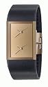 Philippe Starck - PH5025 - Montre Mixte - Quartz Analogique - Montre Acier Jaune - Bracelet Plastique Noir - Double Fuseau Horaire