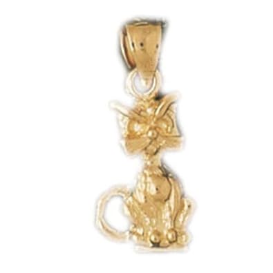 Cheap Girls Jewelry Dazzlers Solid 14k Gold 3D Cat Charm Pendant Available in three colors from jewelsberry (weights: 1.7 grams only) For Sale
