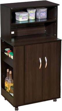 Cappuccino Espresso Finish Rolling Kitchen Microwave Cart Shelf Stand