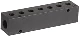 Polyconn PCM20-125-07B Black Anodizing Aluminum Manifold, 3/8 NPT Female x 1/8 NPT Female, 7 Stations