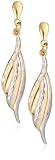 Image of 9ct Two Tone Gold AME105075 Ladies Diamond Cut Drop Earrings