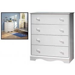 Country Style Pure White Finish 4 drawer chest