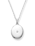 14k White Gold Oval w/ Diamond Accent, 18