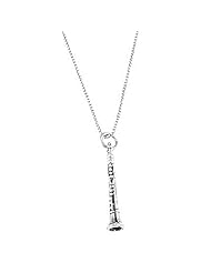 Sterling Silver Three Dimensional Woodwind Clarinet Necklace