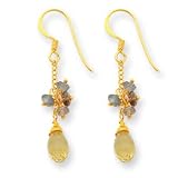Sterling Silver & Vermeil Lemon/Smokey Quartz & Labradorite Earrrings