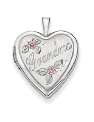 Genuine IceCarats Designer Jewelry Gift 14K 20Mm White Gold Enamel Flowers Grandma Heart Locket