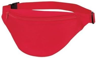 Two Zippered Fanny Pack, Adjustable Polyweb Waist Belt (Red)