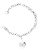 Sterling Silver Diamond Stamped Heart Charm Bracelet, 6.75