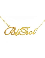 Honeystore Girls Cubic Zirconia Yellow Gold Plated Name Personalized Necklace Color Yellow