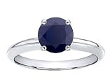 1.25 cts Genuine Black Sapphire Solitaire Engagement Ring - 14kt White or Yellow Gold