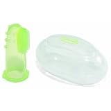 Dr. Mom Finger Tooth Brush with Case, Green/White