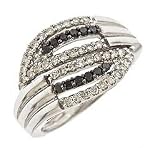 14k white gold black and white diamond ring (1/2 cttw)