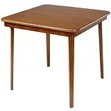 Straight Edge Wood Folding Card Table in Fruitwood
