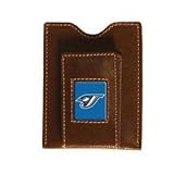 Toronto Blue Jays Brown Leather Money Clip with Cardholder