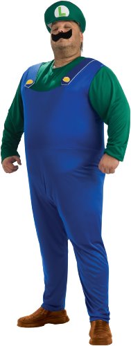 Super Mario Bros. - Luigi Plus Adult Costume Plus (One-Size)