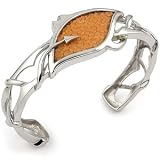 Organic Tan Stingray Leather Cuff Bracelet In Sterling Silver