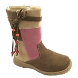ME Girl's Patches Boots Faux Suede Multi Brown Pink