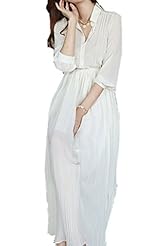 Elbow Length Sleeves Summer Ankle Length Chiffon/Jersey Sheer Maxi Dress 