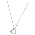 Elements Sterling Silver Ladies' P935C Clear Cubic Zirconia Open Heart Pendant. 46cm Curb Chain