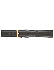 14mm Black Leather Classic Calf Watchband Replacement - Extra Long Length