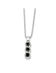 Sterling Silver Black & White Diamond Pendant Necklace
