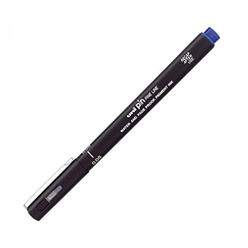 Uni PIN 005-200 0.05mm Technical Drawing Marker Pen -12 Pcs(Blue)-FINE LINE WATER AND FADE PROOF PIGMENT INK-Uni Mitsubishi Pencil / Attached With Dbmier A750 Mini Notebook