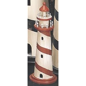 Red & White Decorative Wooden Lighthouse