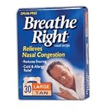 Allergy, Sinus & Asthma Relief and Treatment Products item: Breathe Right Nasal Strips Tan Relieves Nasal Congestion, Medium/Large- 30 Ea
