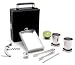 Black Leather 7 Piece "Mini Bar on the Go" with Flask, Tongs, Two Cups and More!
