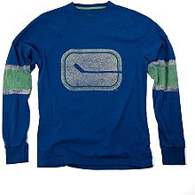 NHL Men's Vancouver Canucks Stanley Long Sleeve Sueded Jersey Knit Tee (Dark Royal, X-Large)