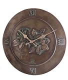 Kirch & Company Outdoor Wall Clock - Hen Feathers Roses in Bronze