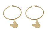Disney Gold Plated Ladies Hoop Earrings With Mickey Mouse Charms