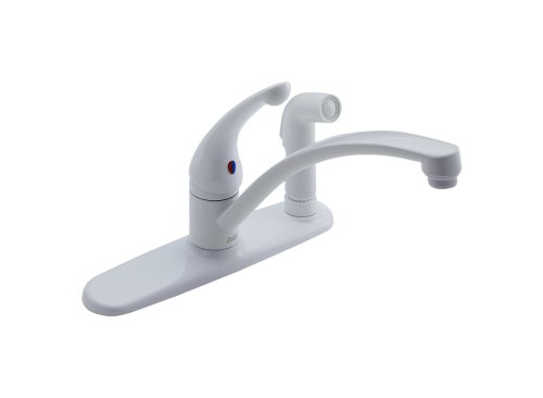 Delta Faucet 340-WHWF Signature Single-Handle Kitchen Faucet, White