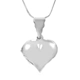 Sterling Silver Puffed Heart Locket Necklace
