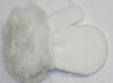 One Size White Magic Mitten Trimmed By Hand with White Fake Fur Cuff for Infants 0-6 Months