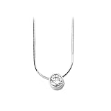14K White Gold Bezel Set Cubic Zirconia Slide Pendant with Chain