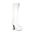 5 Inch Chunky Heel Platform Boots White Knee Highs
